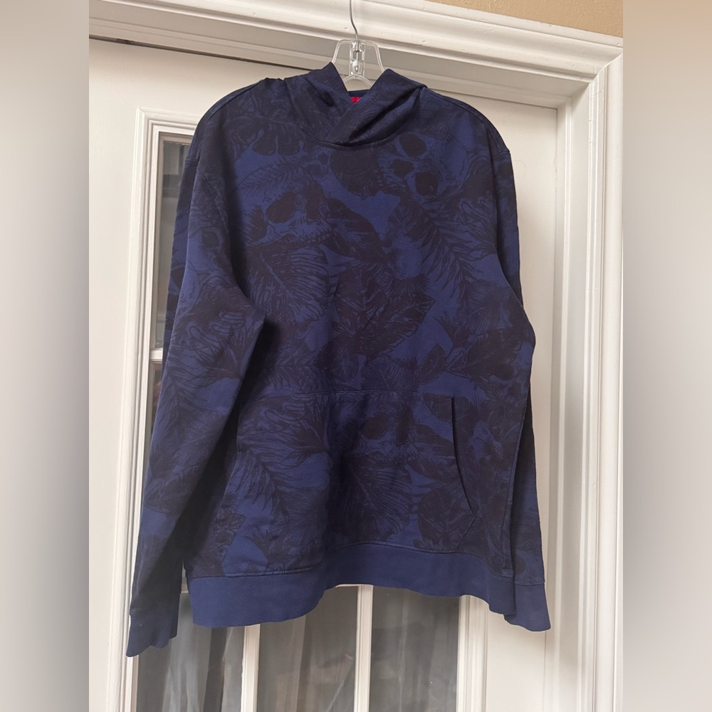 Robert Graham Tropic Thunder Blue Printed Cotton Pullover Hoodie